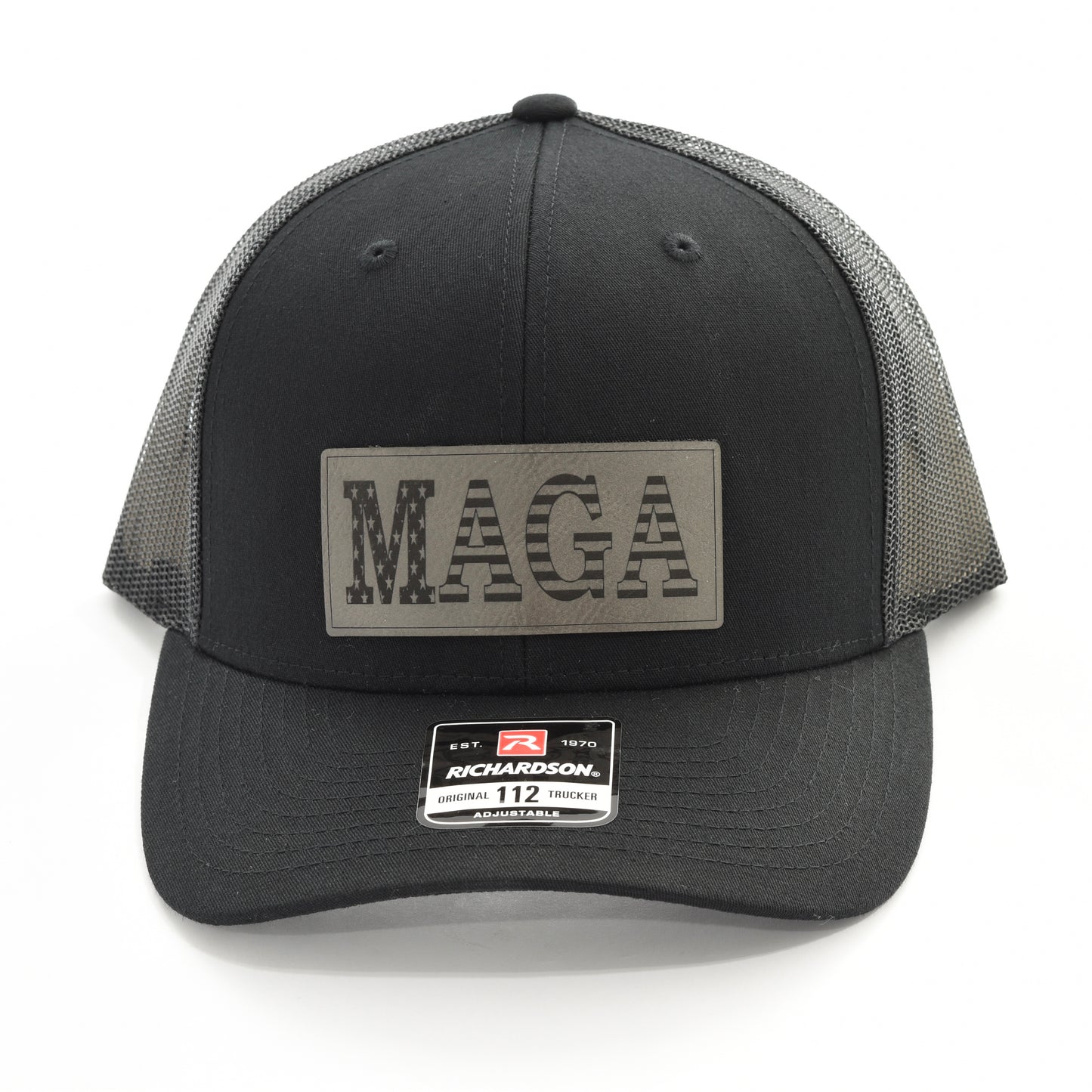 Dark MAGA Cap, Richardson 112, Leather Patch