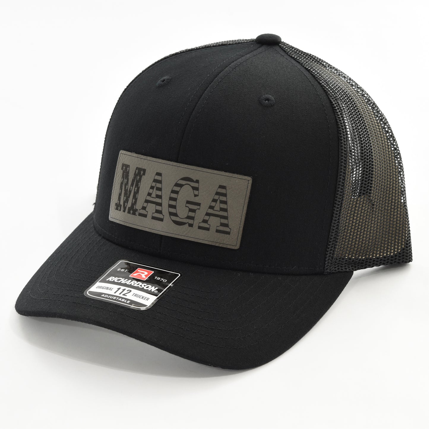 Dark MAGA Cap, Richardson 112, Leather Patch