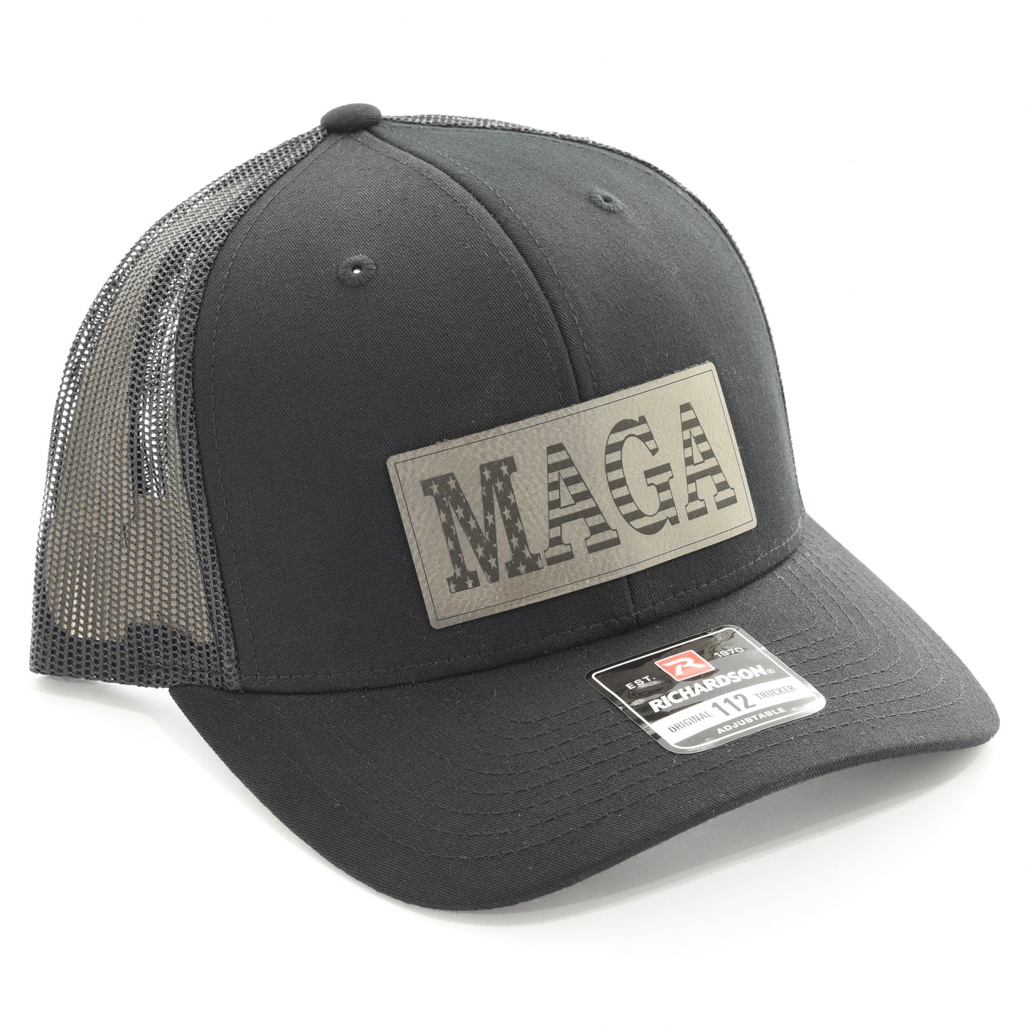 Dark MAGA Cap, Richardson 112, Leather Patch