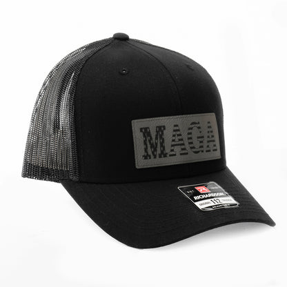 Dark MAGA Cap, Richardson 112, Leather Patch