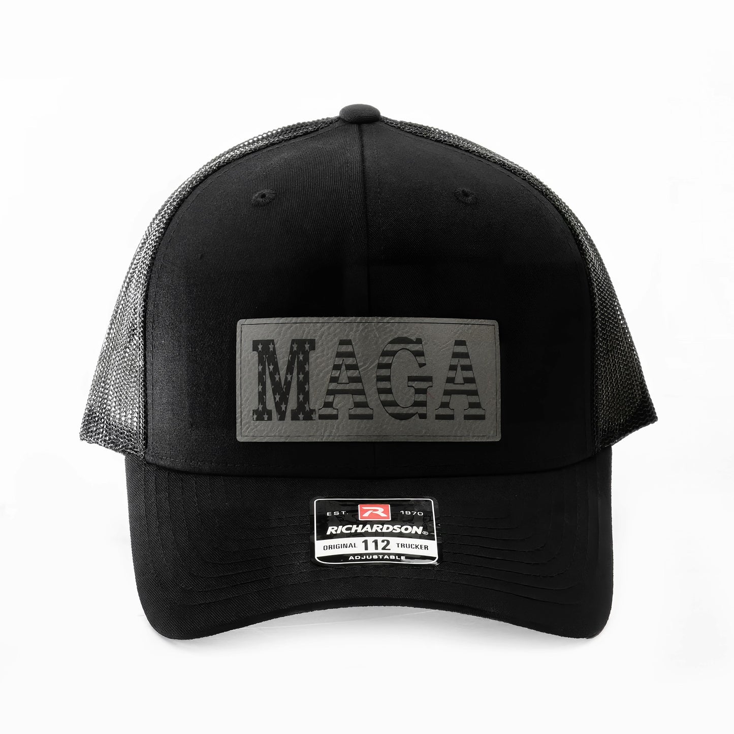 Dark MAGA Cap, Richardson 112, Leather Patch